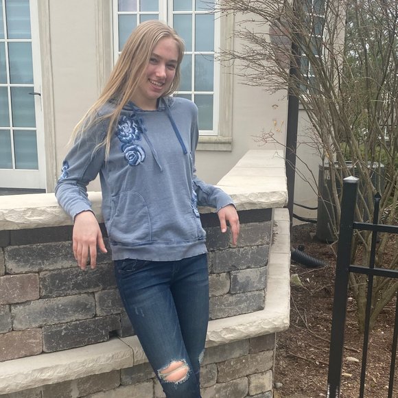 Lucky Brand Blue Rose Vintage Hoodie - Picture 3 of 3